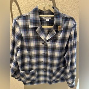 Pendleton 49er Jacket Women's Medium Gray Blue Plaid Wool Limited Edition USA